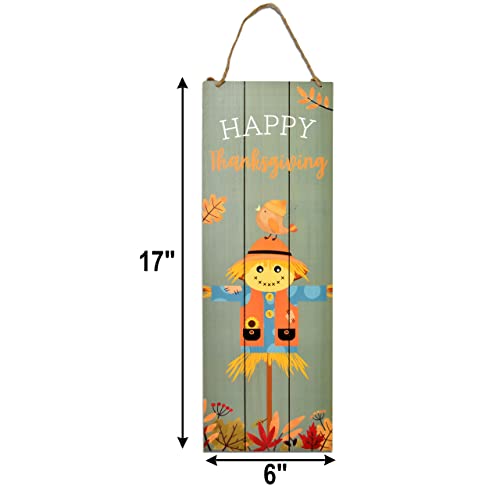 Thanksgiving Fall Welcome Sign Set of 2 for Front Door Wall Signs Hanging Wood Double Sided Spooky & Happy Halloween Indoor Outdoor Harvest Decoration Autumn Porch & Yard Party Supplies Decor 17"x 6"