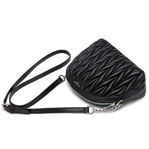 DAVIDJONES Faux Leather Chain Crossbody Bags for women Quilted Dome Small Purse