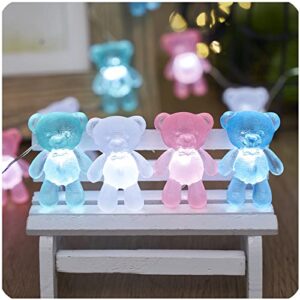 u.i station teddy bear decor string lights, fairy theme decorations lights for party decorations, 8.5ft 20 leds with battery & usb plug in for christmas bathroom bedroom camping wedding birthday gift