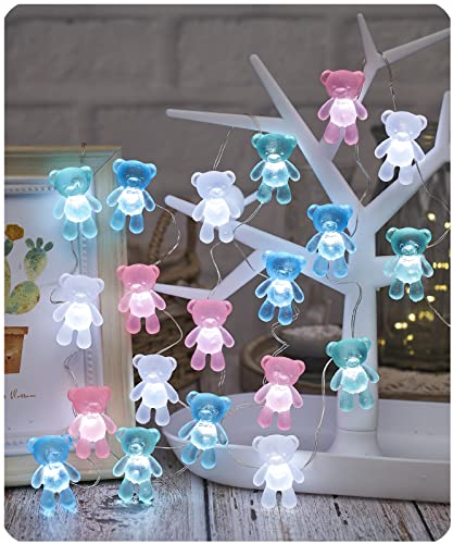 U.I STATION Teddy Bear Decor String Lights, Fairy Theme Decorations Lights for Party Decorations, 8.5ft 20 LEDs with Battery & USB Plug in for Christmas Bathroom Bedroom Camping Wedding Birthday Gift