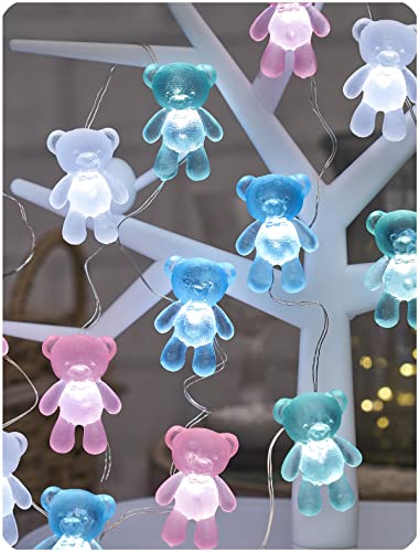 U.I STATION Teddy Bear Decor String Lights, Fairy Theme Decorations Lights for Party Decorations, 8.5ft 20 LEDs with Battery & USB Plug in for Christmas Bathroom Bedroom Camping Wedding Birthday Gift