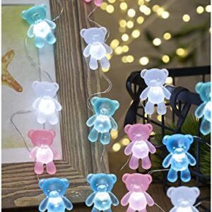 U.I STATION Teddy Bear Decor String Lights, Fairy Theme Decorations Lights for Party Decorations, 8.5ft 20 LEDs with Battery & USB Plug in for Christmas Bathroom Bedroom Camping Wedding Birthday Gift