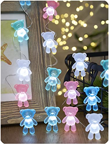 U.I STATION Teddy Bear Decor String Lights, Fairy Theme Decorations Lights for Party Decorations, 8.5ft 20 LEDs with Battery & USB Plug in for Christmas Bathroom Bedroom Camping Wedding Birthday Gift