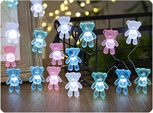 U.I STATION Teddy Bear Decor String Lights, Fairy Theme Decorations Lights for Party Decorations, 8.5ft 20 LEDs with Battery & USB Plug in for Christmas Bathroom Bedroom Camping Wedding Birthday Gift