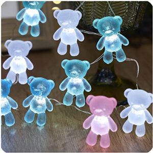 U.I STATION Teddy Bear Decor String Lights, Fairy Theme Decorations Lights for Party Decorations, 8.5ft 20 LEDs with Battery & USB Plug in for Christmas Bathroom Bedroom Camping Wedding Birthday Gift