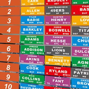 2023-2024 Fantasy Football Draft Board Kits with 12 Team 20 Round 500+Player Labels and Blank Labels Including 2023 Top Rookie and Schedule