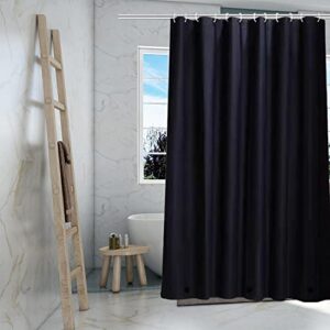 tikabc black shower curtain liner, 4g peva shower liner, non-toxic odor free plastic waterproof shower curtains, 72x72 inch with grommet holes 3 magnetic weights(black)