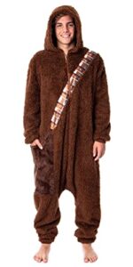 star wars adult chewbacca chewie kigurumi costume union suit pajama for men and women (2x-large/3x-large) brown