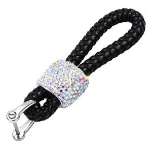 SAVORI Car Keychain Rhinestones Car Key Fob Keychains Bling Key Chain Holder with D-Ring for Men and Women (AB)