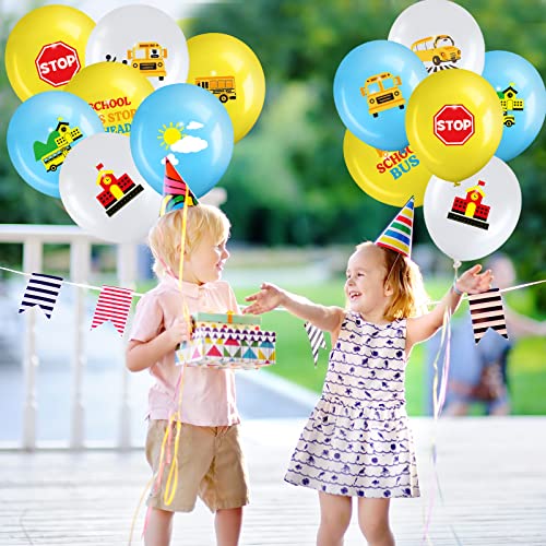 40 Pieces Back To School Party Decorations Balloons Yellow School Bus Latex Balloon Welcome Back To School First Day of School Balloons For Kids Birthday School Party Supplies(School Bus Style)