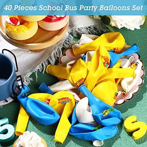 40 Pieces Back To School Party Decorations Balloons Yellow School Bus Latex Balloon Welcome Back To School First Day of School Balloons For Kids Birthday School Party Supplies(School Bus Style)