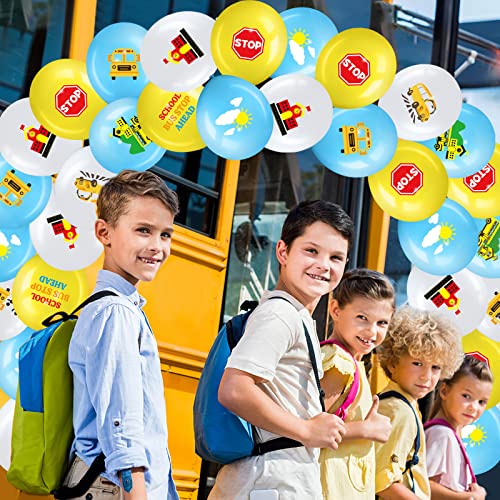 40 Pieces Back To School Party Decorations Balloons Yellow School Bus Latex Balloon Welcome Back To School First Day of School Balloons For Kids Birthday School Party Supplies(School Bus Style)