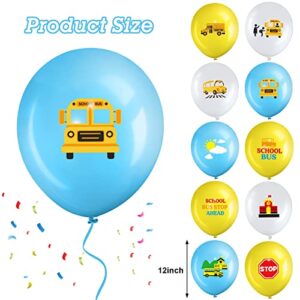 40 Pieces Back To School Party Decorations Balloons Yellow School Bus Latex Balloon Welcome Back To School First Day of School Balloons For Kids Birthday School Party Supplies(School Bus Style)