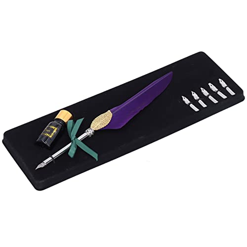 Shanrya Calligraphy Pen Set Retro Delicate Texture Exquisite Design Goose Pen Set with Metal Tip for Home Office School