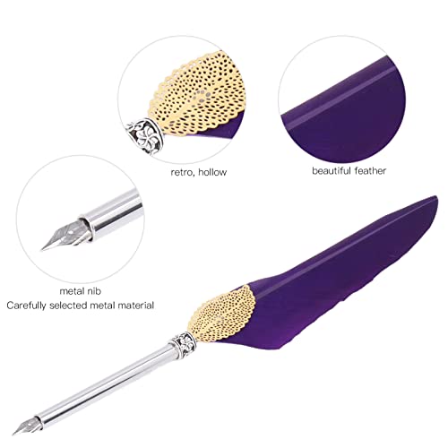 Shanrya Calligraphy Pen Set Retro Delicate Texture Exquisite Design Goose Pen Set with Metal Tip for Home Office School