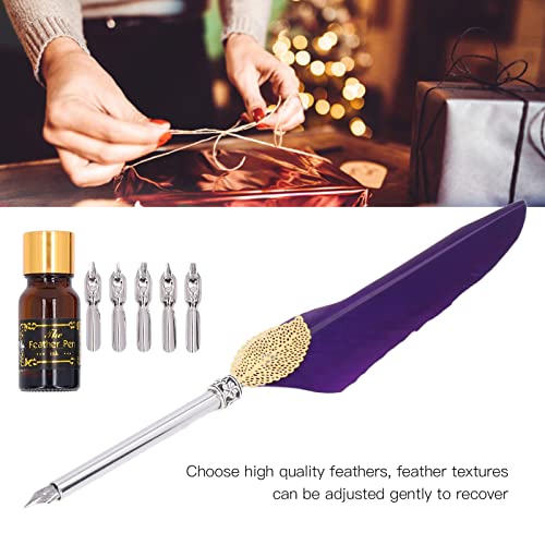 Shanrya Calligraphy Pen Set Retro Delicate Texture Exquisite Design Goose Pen Set with Metal Tip for Home Office School