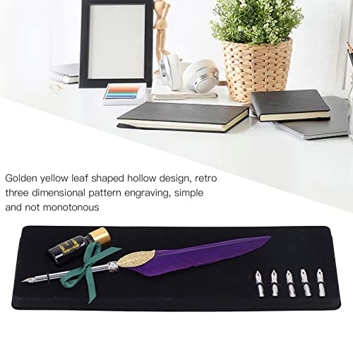 Shanrya Calligraphy Pen Set Retro Delicate Texture Exquisite Design Goose Pen Set with Metal Tip for Home Office School