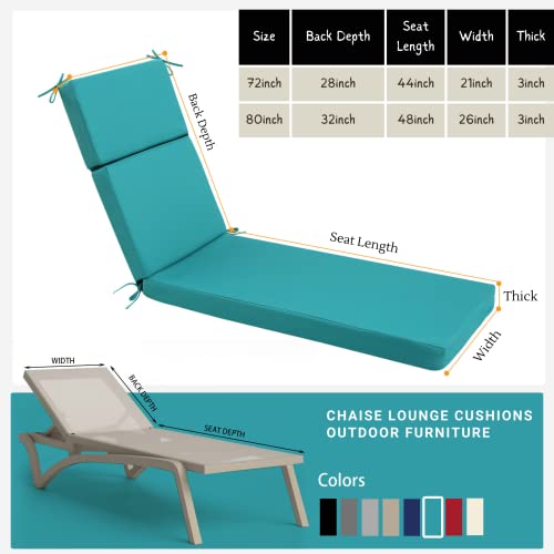 idee-home Chaise Lounge Cushions Outdoor Furniture, Patio Cushions Lounge Outside Chair Cushions Weather Resistant Lounge Chair Cushion Outdoor Cushions for Lawn Pool Cushions 72in.L x 21in.W x 3in.D