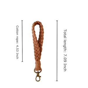 Poagoep Macrame Boho Keychain Bracelet Handmade Wristlet Keychain Keyring Holder Wrist Lanyard for Women（2）