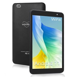 tablet 8 inch android 11 tablets with 5g+ax wifi6,weelikeit quad-core processor tablet pc with 2gb ram 32gb rom, 1280x800 ips hd display, 5mp+8mp dual camera, bluetooth5.0,gms(black)