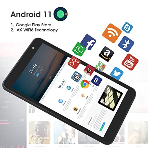 Tablet 8 Inch Android 11 Tablets with 5G+AX WiFi6,weelikeit Quad-Core Processor Tablet PC with 2GB RAM 32GB ROM, 1280x800 IPS HD Display, 5MP+8MP Dual Camera, Bluetooth5.0,GMS(Black)