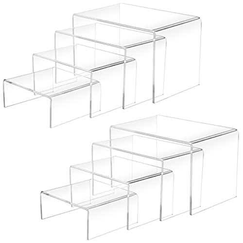 8Pcs Acrylic Display Risers(6",5",4"3") Clear Product Stand,Cupcakes Holder Dessert Display Transparent Showcase Stands, Candy Bar Risers, Acrylic Lifts Display for Figures