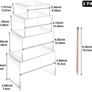 8Pcs Acrylic Display Risers(6",5",4"3") Clear Product Stand,Cupcakes Holder Dessert Display Transparent Showcase Stands, Candy Bar Risers, Acrylic Lifts Display for Figures