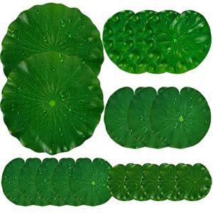 taiyin 18 pcs artificial lily pads plastic lotus leaves water lily pads for ponds pool flower lotus flower decor green lily pads garden pool aquarium fish tank decoration