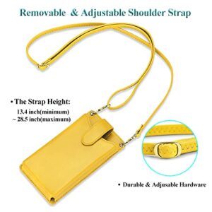 Peacocktion Small Crossbody Cell Phone Purse for Women, Lightweight Mini Shoulder Bag Wallet with Credit Card Slots (Yellow)