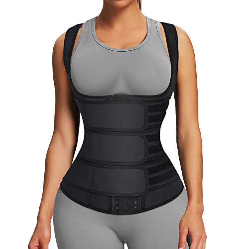 FeelinGirl Waist Trainer for Women Latex Cincher Corset Vest Sport Workout Hourglass Body Shaper with Steel Bones XXL