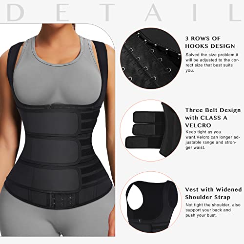 FeelinGirl Waist Trainer for Women Latex Cincher Corset Vest Sport Workout Hourglass Body Shaper with Steel Bones XXL