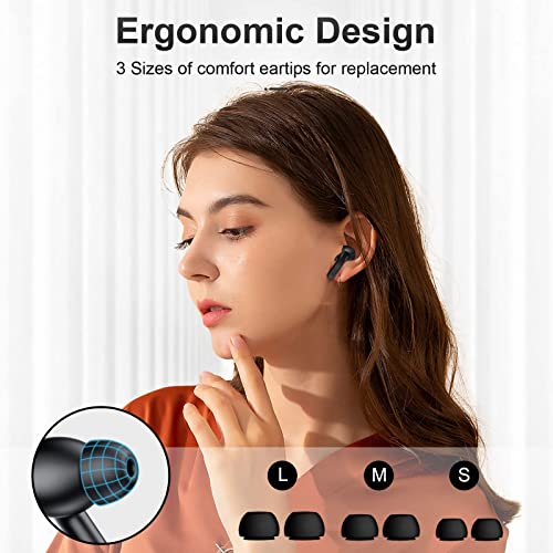 FEANS A3 True Wireless Earbuds Bluetooth 5.3 Headphones Noise Cancelling Waterproof Stereo Earphones with Microphone in-Ear Touch Control Headset with Deep Bass for iPhone, Android (Black)