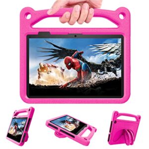 all-new fire 7 tablet case(2022 release),fire 7 tablet case for kids, riaour light weight shockproof kid-proof protective cover with handle built-in foldable kickstand for amazon fire 7 tablet,rose