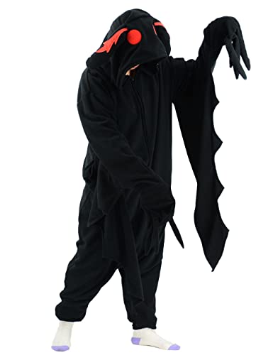 Mothman Halloween Onesie Adult Pajamas Cosplay Animal Homewear Sleepwear Jumpsuit Costume for Women Men