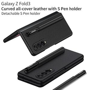 SHIEID Samsung Galaxy Z Fold 3 Case with S Pen Holder, Z Fold 3 Case Detachable S Pen Holder Ultra Thin Shockproof Cover for Galaxy Z Fold 3 5G 2021, Carbon Fiber Pattern