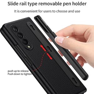 SHIEID Samsung Galaxy Z Fold 3 Case with S Pen Holder, Z Fold 3 Case Detachable S Pen Holder Ultra Thin Shockproof Cover for Galaxy Z Fold 3 5G 2021, Carbon Fiber Pattern