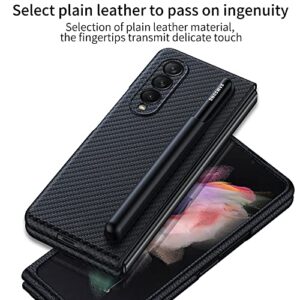 SHIEID Samsung Galaxy Z Fold 3 Case with S Pen Holder, Z Fold 3 Case Detachable S Pen Holder Ultra Thin Shockproof Cover for Galaxy Z Fold 3 5G 2021, Carbon Fiber Pattern