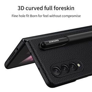 SHIEID Samsung Galaxy Z Fold 3 Case with S Pen Holder, Z Fold 3 Case Detachable S Pen Holder Ultra Thin Shockproof Cover for Galaxy Z Fold 3 5G 2021, Carbon Fiber Pattern