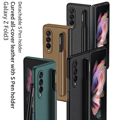 SHIEID Samsung Galaxy Z Fold 3 Case with S Pen Holder, Z Fold 3 Case Detachable S Pen Holder Ultra Thin Shockproof Cover for Galaxy Z Fold 3 5G 2021, Carbon Fiber Pattern