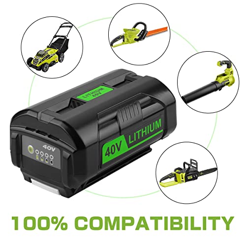 energup 40V 6500mAh Replacement Ryobi 40V Lithium Battery and Charger Kit for Ryobi 40-Volt Battery OP4040 OP4026 OP4030 OP4050 OP4060A Ryobi 40V Battery with a OP401 Ryobi 40V Charger