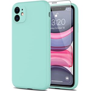 deenakin iphone 11 case with screen protector,pass 16ft drop test shockproof durable soft flexible silicone gel rubber cover,slim fit protective phone case for iphone 11 6.1" ice teal