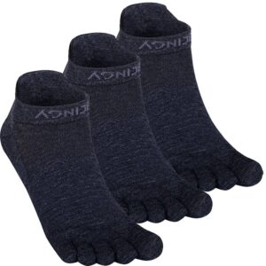 aonijie running ankle toe socks for men and women merino wool five finger athletic socks - high performance and comfortable (3 pairs/b: black,m)