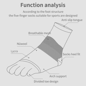 AONIJIE Running Ankle Toe Socks for Men and Women Merino Wool Five Finger Athletic Socks - High Performance and Comfortable (3 Pairs/B: Black,M)
