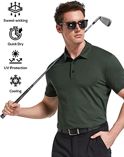 TELALEO 5 Pack Mens Polo Shirts Quick Dry Short Sleeve Golf T Shirt Performance Moisture Wicking Casual Workout SetB L