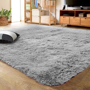 lochas ultra soft indoor modern area rugs fluffy living room carpets for children bedroom home decor nursery rug 8x10 feet, gray