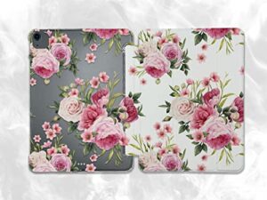 cute pink roses bouquet flower case compatible with ipad mini air pro 7.9 8.3 9.7 10.2 10.9 11 12.9 inch pattern cover new 2022 2021 trifold stand 3 4 5 6 7 8 9 generation 467 (10.2" 7/8/9 gen)