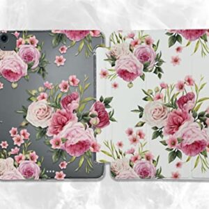 Cute Pink Roses Bouquet Flower case Compatible with iPad Mini Air Pro 7.9 8.3 9.7 10.2 10.9 11 12.9 inch Pattern Cover New 2022 2021 Trifold Stand 3 4 5 6 7 8 9 Generation 467 (10.2" 7/8/9 gen)
