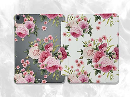 Cute Pink Roses Bouquet Flower case Compatible with iPad Mini Air Pro 7.9 8.3 9.7 10.2 10.9 11 12.9 inch Pattern Cover New 2022 2021 Trifold Stand 3 4 5 6 7 8 9 Generation 467 (10.2" 7/8/9 gen)