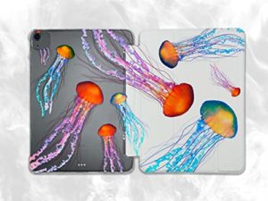cute jellyfish nature ocean case compatible with ipad mini air pro 7.9 8.3 9.7 10.2 10.9 11 12.9 inch pattern cover new 2022 2021 trifold stand 3 4 5 6 7 8 9 generation 478 (9.7" 5/6 gen)