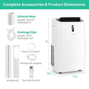 COSTWAY Portable Air Conditioner, 14000 BTU 4 in 1 AC Unit with Cool, Fan, Heat & Dehumidifier, Alexa Voice-Enabled Air Cooler with WiFi Smart App Control, LED Display, 24H Timer, Cools up to 700 Sq. Ft (14000BTU)